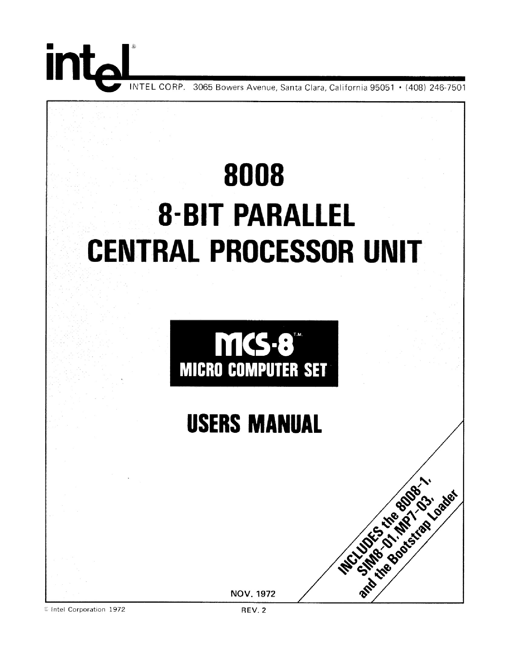 Intel 8008 User Manual