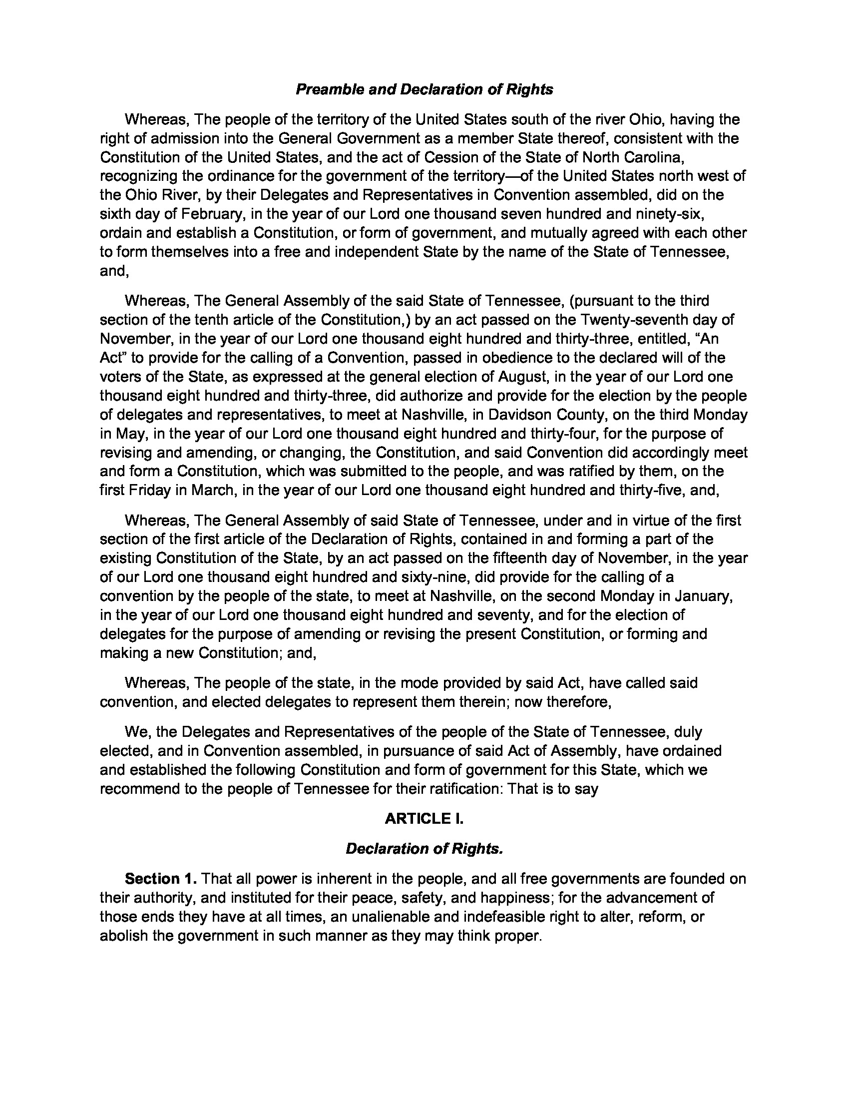 Tennessee State Constitution