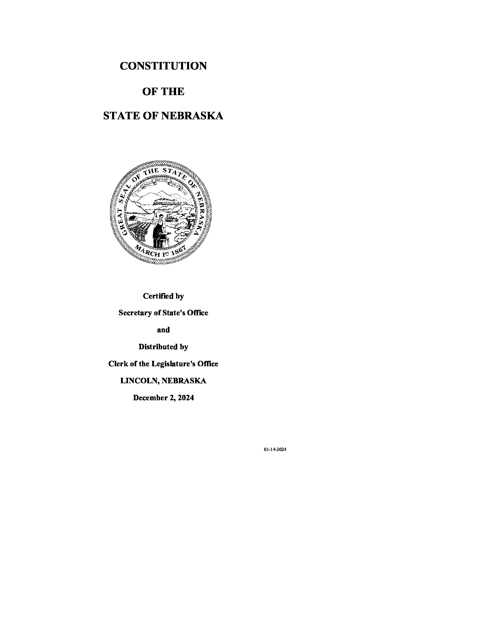 Constitution of the State of Nebraska