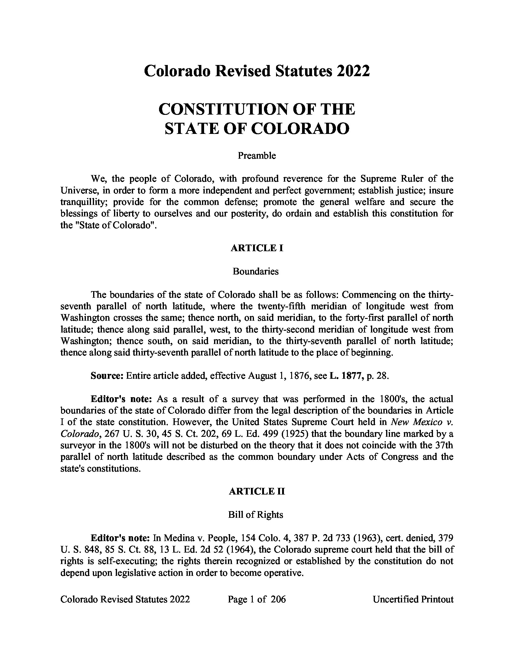 Constitution of the State of Colorado